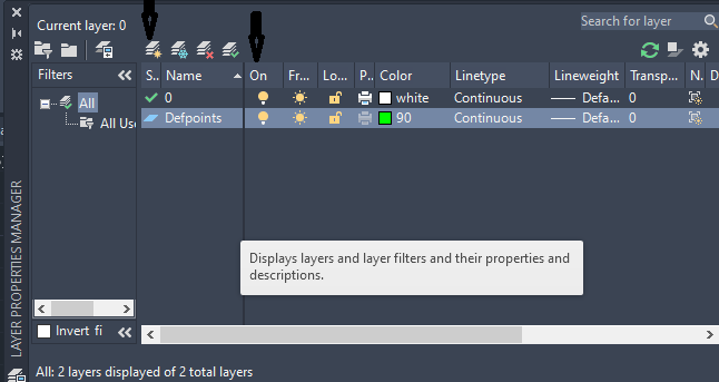From the Quick Access menu options, select the properties you want to incorporate into the new layer by clicking once in each cell.