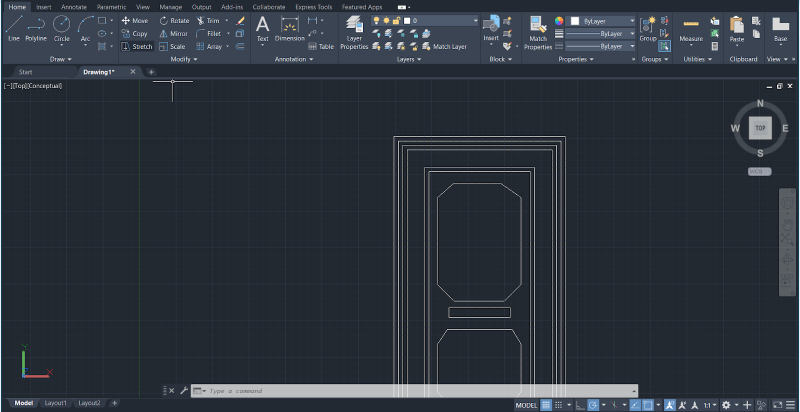 Next, select a coordinate in the workspace where you want to extend the lines to.