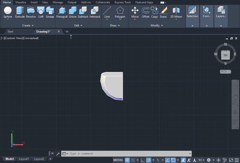After selecting the Intersect tool, use the mouse to choose the objects you want to intersect, and press Enter to finalize the Intersect operation.