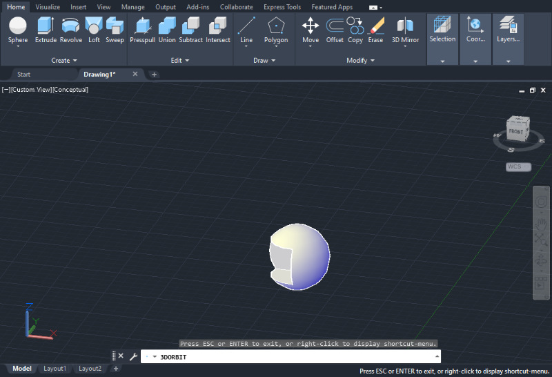 In case of choosing the other object (the sphere) first, the result will change to look like this: