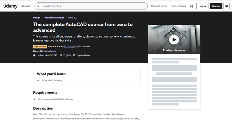 The complete AutoCAD course from zero to advanced (Udemy)