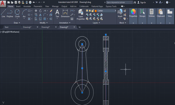 2D mechanical drawing in AutoCAD