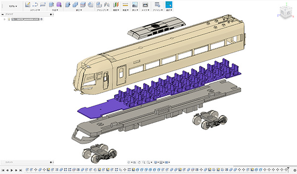 Fusion360で東武鉄道「特急リバティ」の模型をモデリングした