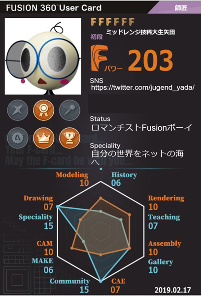 矢田さんFusion 360ユーザーカード