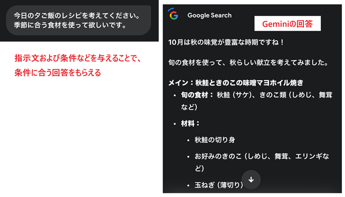 Geminiアプリでの指示の仕方