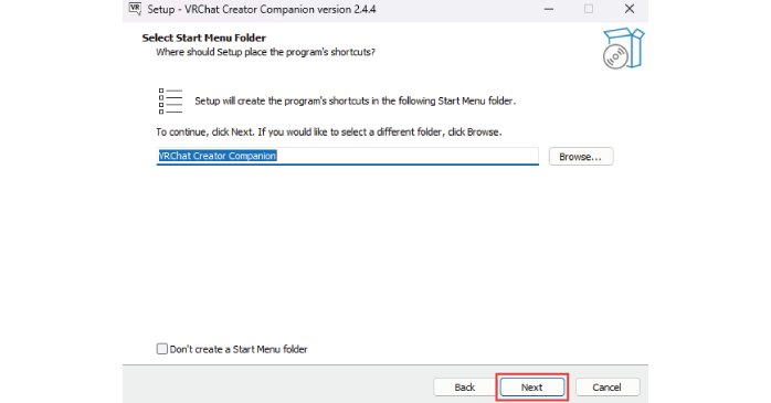 「Next」をクリックする
