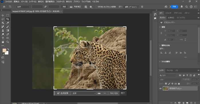 トリミングしたい形に調整する