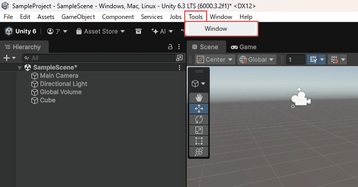 上部メニューに「Tools」が追加される