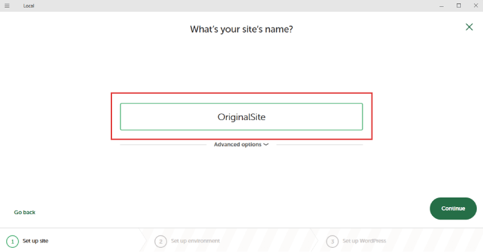 サイト名を入力する