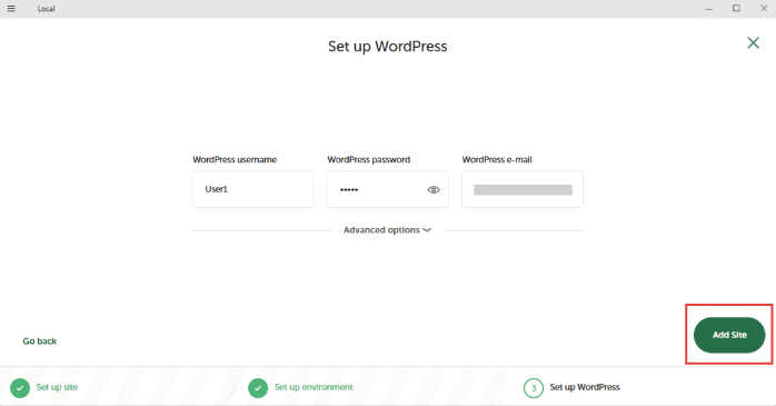 「Add Site」をクリックする