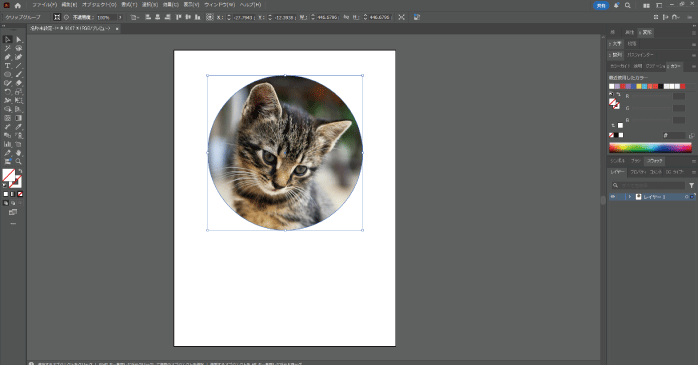 クリッピングマスクで画像が切り抜かれる