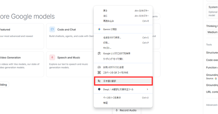 ブラウザの翻訳機能で日本語にする①
