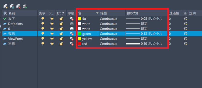 線種・線幅・線色