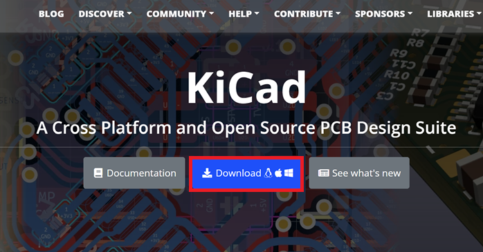 KiCadのダウンロードボタン
